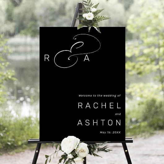 Elegant Ampersand Monogram Wedding Welcome Sign ポスター