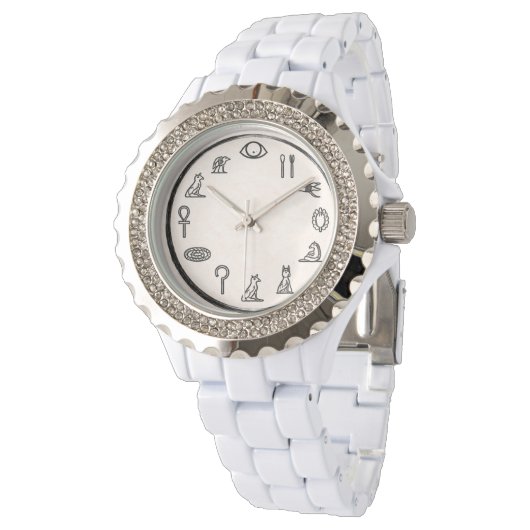 Elegant Ancient Egyptian Numerals White Watch 腕時計 (アングル)