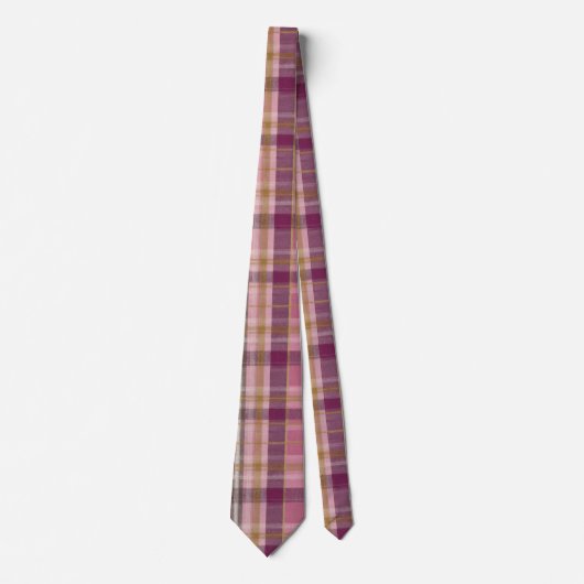 Elegant and classic Pink Plaid Gingham Pattern ネクタイ (正面)