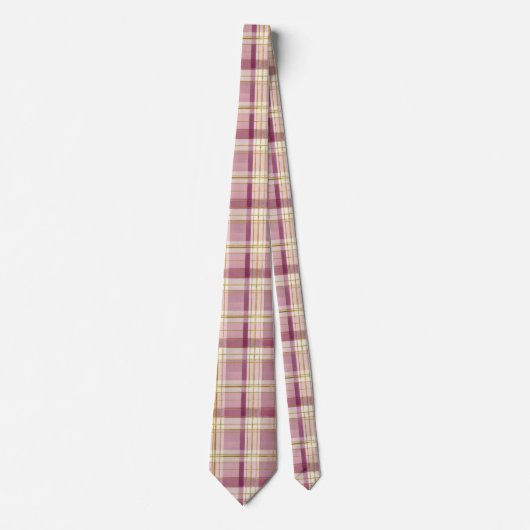 Elegant and classic Pink Plaid Gingham Pattern ネクタイ (正面)