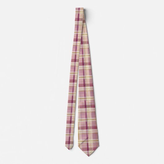 Elegant and classic Pink Plaid Gingham Pattern ネクタイ (裏面)