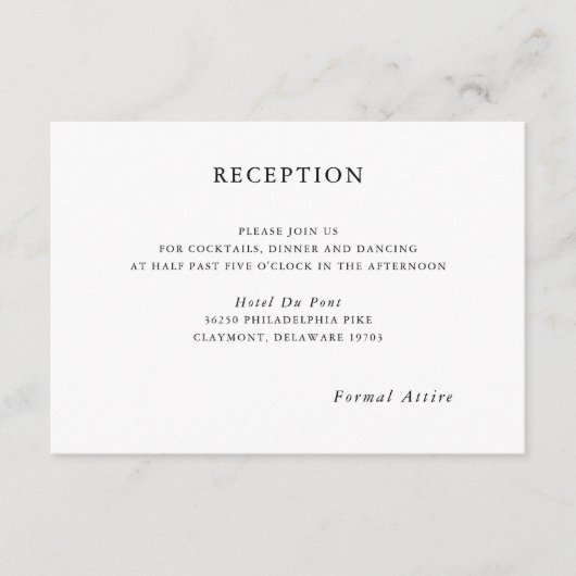Elegant and Contemporary Wedding Reception Card エンクロージャーカード (正面)