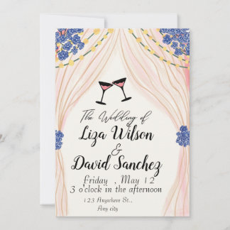 Elegant and dazzling friends and family wedding 招待状