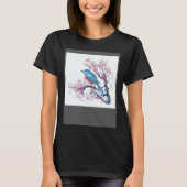 Elegant and Eye Catching Eastern Blue Bird on Blos Tシャツ (正面)