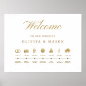 Elegant and Minimal Wedding Order of Events Sign  ポスター (正面)