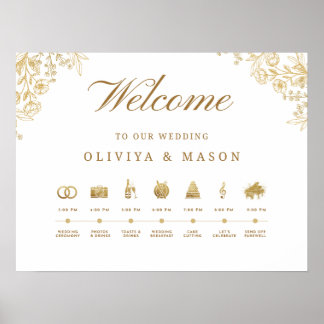 Elegant and Minimal Wedding Order of Events Sign  ポスター