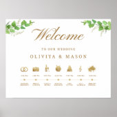 Elegant and Minimal Wedding Order of Events Sign ポスター (正面)