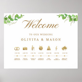 Elegant and Minimal Wedding Order of Events Sign  ポスター