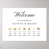 Elegant and Minimal Wedding Order of Events Sign ポスター (正面)