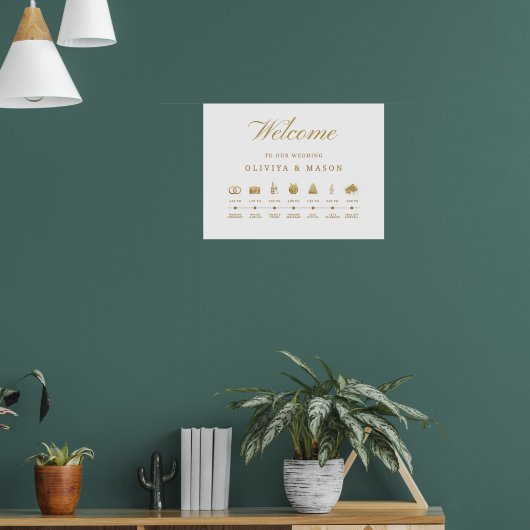 Elegant and Minimal Wedding Order of Events Sign  ポスター (リビング1)