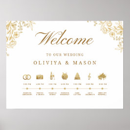 Elegant and Minimal Wedding Order of Events Sign  ポスター