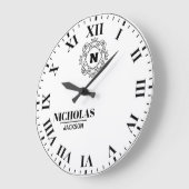  Elegant and minimalist monogrammed ラージ壁時計 (傾斜)