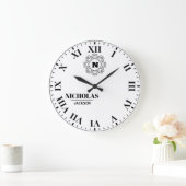  Elegant and minimalist monogrammed ラージ壁時計 (ホーム)
