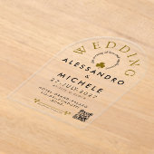 Elegant And Minimalist  Simple Wedding With QR アクリル招待状 (レイダウン)