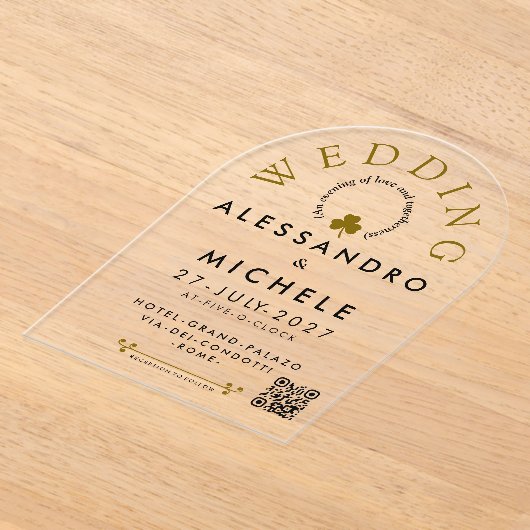 Elegant And Minimalist Simple Wedding With QR アクリル招待状 (レイダウン)