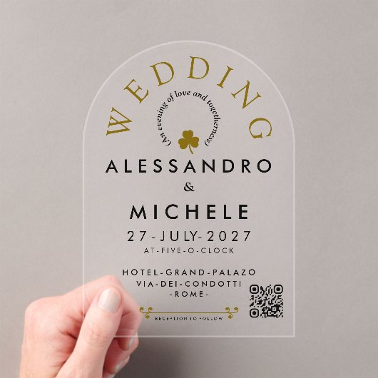Elegant And Minimalist  Simple Wedding With QR アクリル招待状 (インサイチュ (ポータブル))