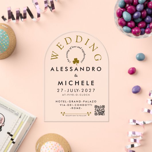 Elegant And Minimalist  Simple Wedding With QR アクリル招待状 (インサイチュ (お祝い))