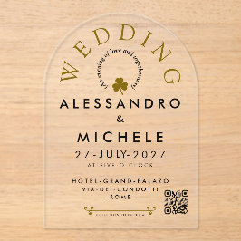 Elegant And Minimalist  Simple Wedding With QR アクリル招待状