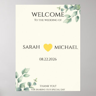 Elegant and minimalist Wedding Welcome Sign ポスター