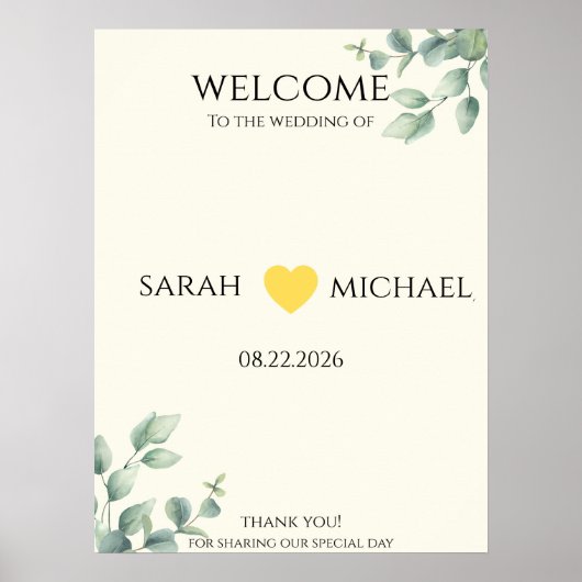 Elegant and minimalist Wedding Welcome Sign ポスター (正面)