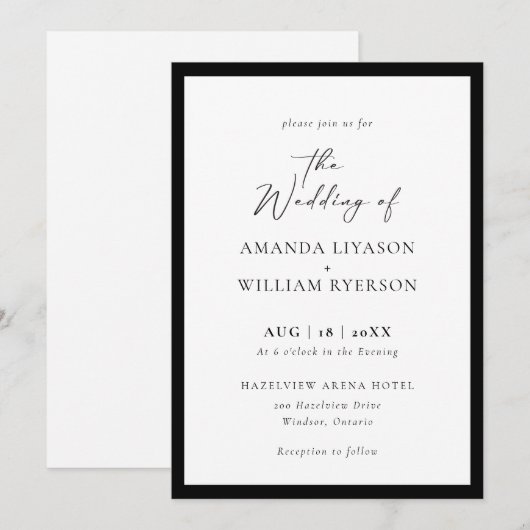 Elegant and Modern Formal Wedding Invitation 招待状 (正面/裏面)