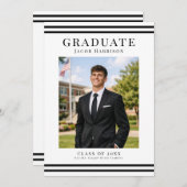 Elegant and modern Graduate Announcement Photo Car 招待状 (正面/裏面)