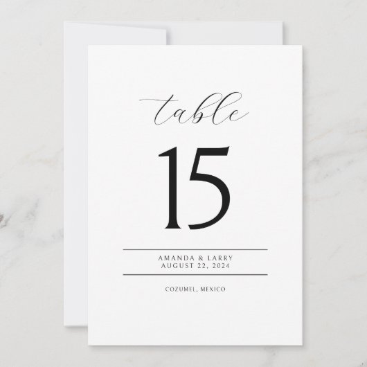 Elegant and Modern Minimalist Table Number Cards 招待状 (正面)