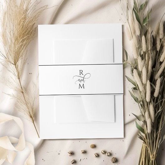 Elegant and Modern Monogrammed Wedding 招待状ベリーバンド