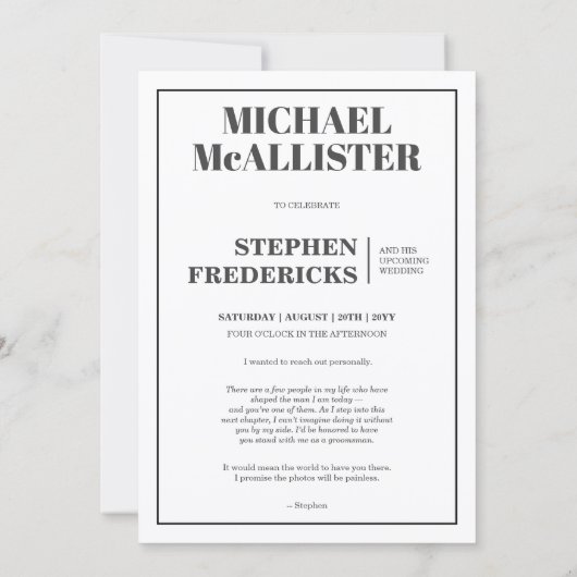 Elegant and Modern Wedding Groomsman Proposal Card 招待状 (裏面)