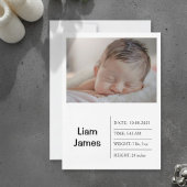 Elegant and Refined Photo Birth Announcement Card