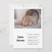 Elegant and Refined Photo Birth Announcement Card (正面)