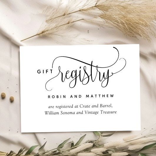 Elegant and Romantic Script Wedding Registry エンクロージャーカード