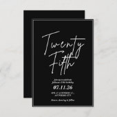 Elegant and Simple 25th Birthday Invitation 招待状 (正面/裏面)