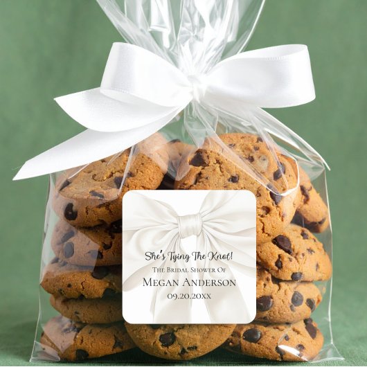 Elegant and Simple Bow Theme Wedding Shower スクエアシール