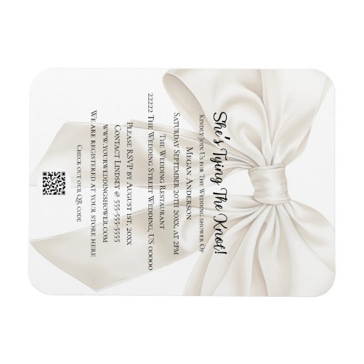 Elegant and Simple Bow Theme Wedding Shower マグネット (横)