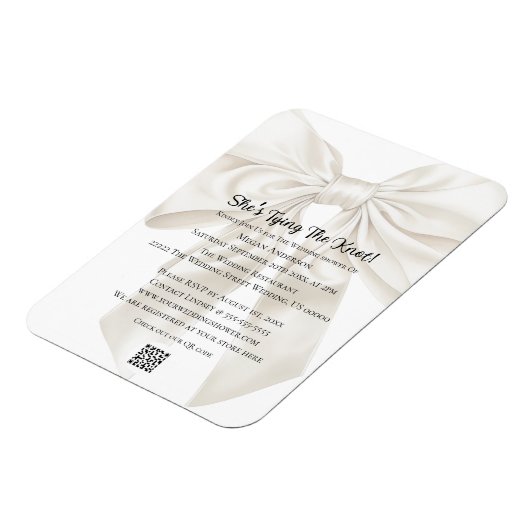 Elegant and Simple Bow Theme Wedding Shower マグネット (左側)