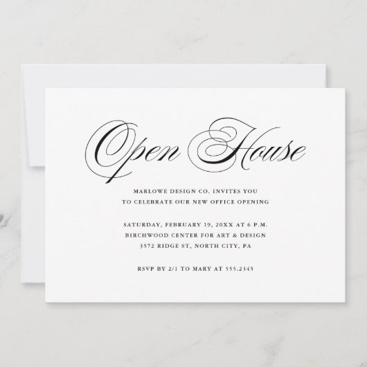 Elegant and Simple Company Open House Invitation 招待状 (正面)