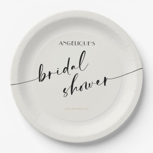 Elegant and Simple - Minimalist Bridal Shower ペーパープレート (正面)