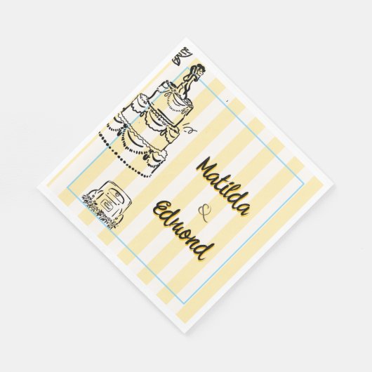 Elegant and Whimsical Pastel Stripes スタンダードランチョンナプキン (角)