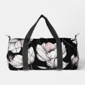 Elegant Anemone Floral Black ダッフルバッグ (正面)