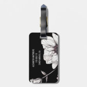 Elegant Anemone Floral Custom Name Black ラゲッジタグ (裏面縦)