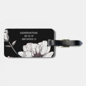 Elegant Anemone Floral Custom Name Black ラゲッジタグ (裏面横)