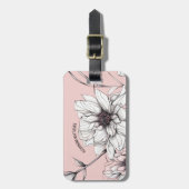 Elegant Anemone Floral Custom Name Pink ラゲッジタグ (正面縦)
