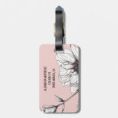 Elegant Anemone Floral Custom Name Pink ラゲッジタグ (裏面縦)