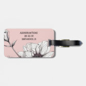 Elegant Anemone Floral Custom Name Pink ラゲッジタグ (裏面横)