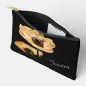 Elegant Anemone Flower Black Personalised アクセサリーポーチ (見開き)