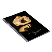 Elegant Anemone Flower Black Personalised ノートブック (右側)