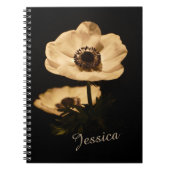 Elegant Anemone Flower Black Personalised ノートブック (正面)