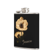Elegant Anemone Flower Black Personalised フラスク (左)
