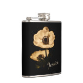 Elegant Anemone Flower Black Personalised フラスク (右)